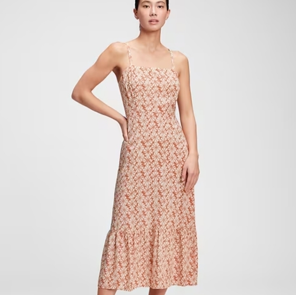GAP Squareneck Fit And Flare Midi Dress Geo Print Size 10.